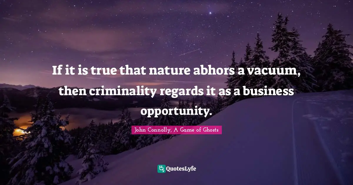 If it is true that nature abhors a vacuum, then criminality regards it as a business opportunity.