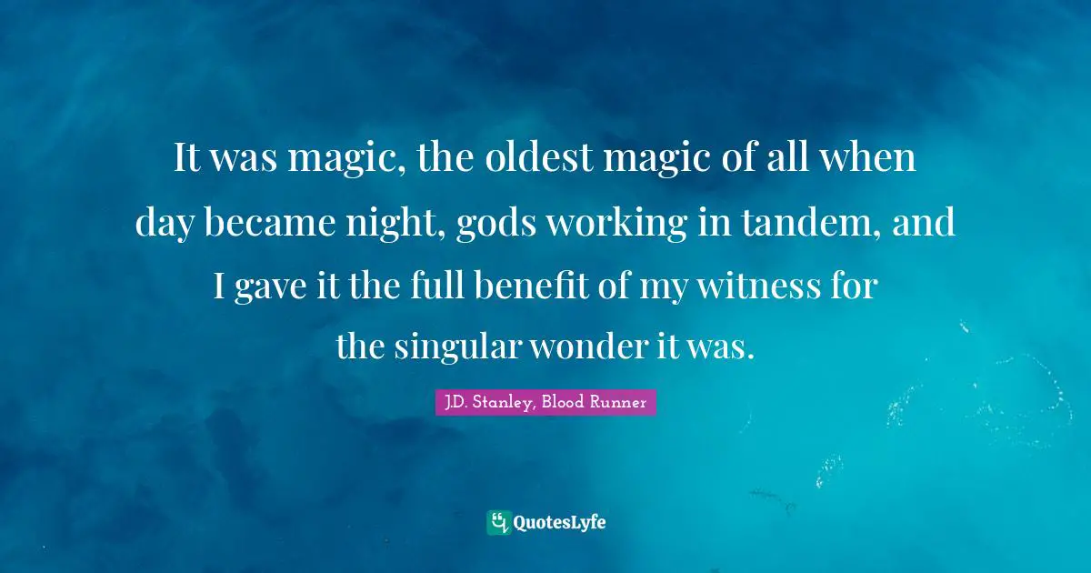 It was magic, the oldest magic of all when day became night, gods working in tandem, and I gave it the full benefit of my witness for the singular wonder it was.