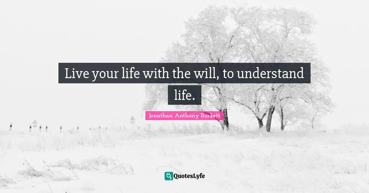 Live your life with the will, to understand life.