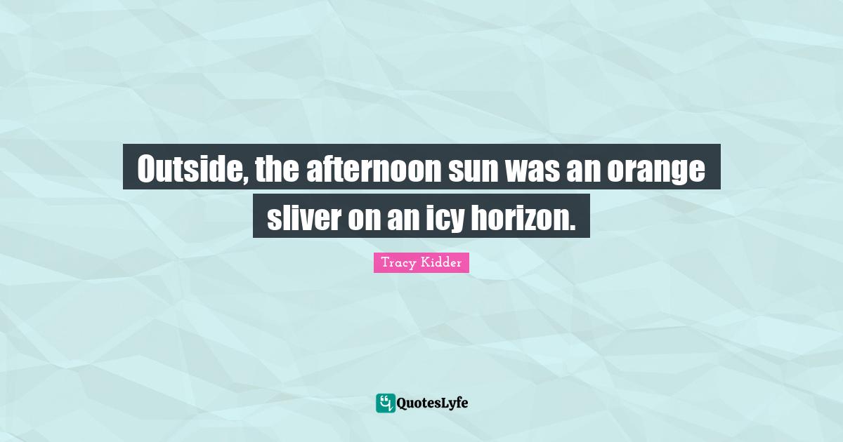 Outside, the afternoon sun was an orange sliver on an icy horizon.