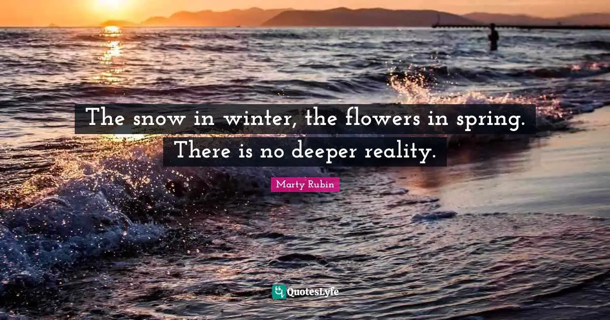 The snow in winter, the flowers in spring. There is no deeper reality.