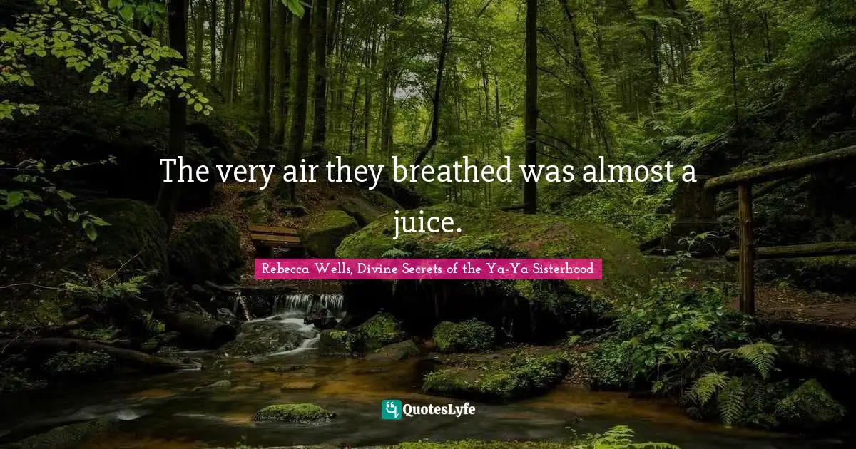 Rebecca Wells, Divine Secrets Of The Ya-Ya Sisterhood Quotes: "The very air they breathed was almost a juice."