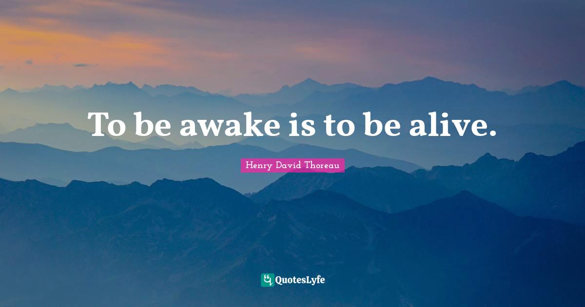 To be awake is to be alive.