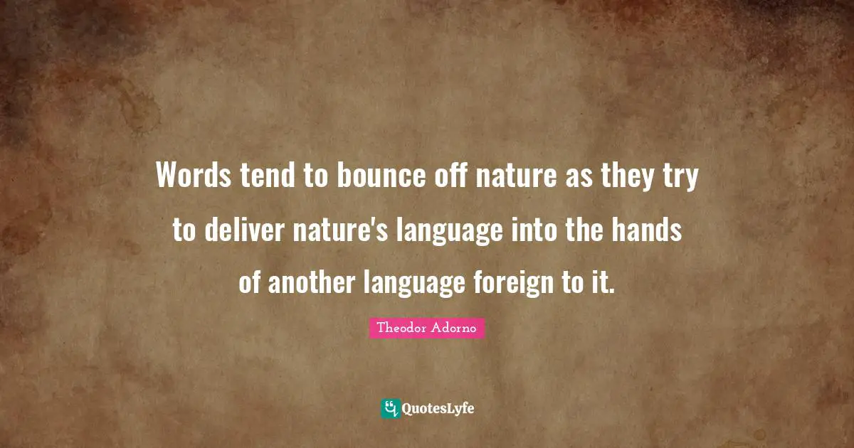 Words tend to bounce off nature as they try to deliver nature's language into the hands of another language foreign to it.