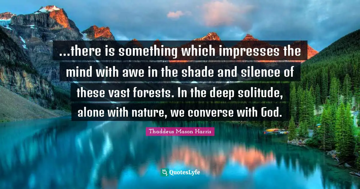 ...there is something which impresses the mind with awe in the shade and silence of these vast forests. In the deep solitude, alone with nature, we converse with God.