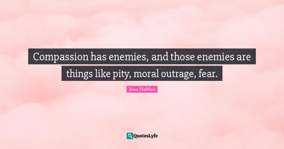 Compassion has enemies, and those enemies are things like pity, moral outrage, fear.