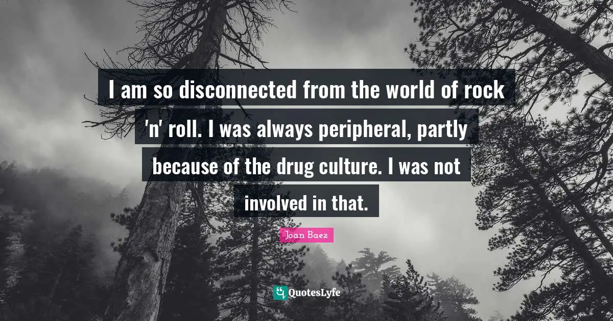 I am so disconnected from the world of rock 'n' roll. I was always peripheral, partly because of the drug culture. I was not involved in that.