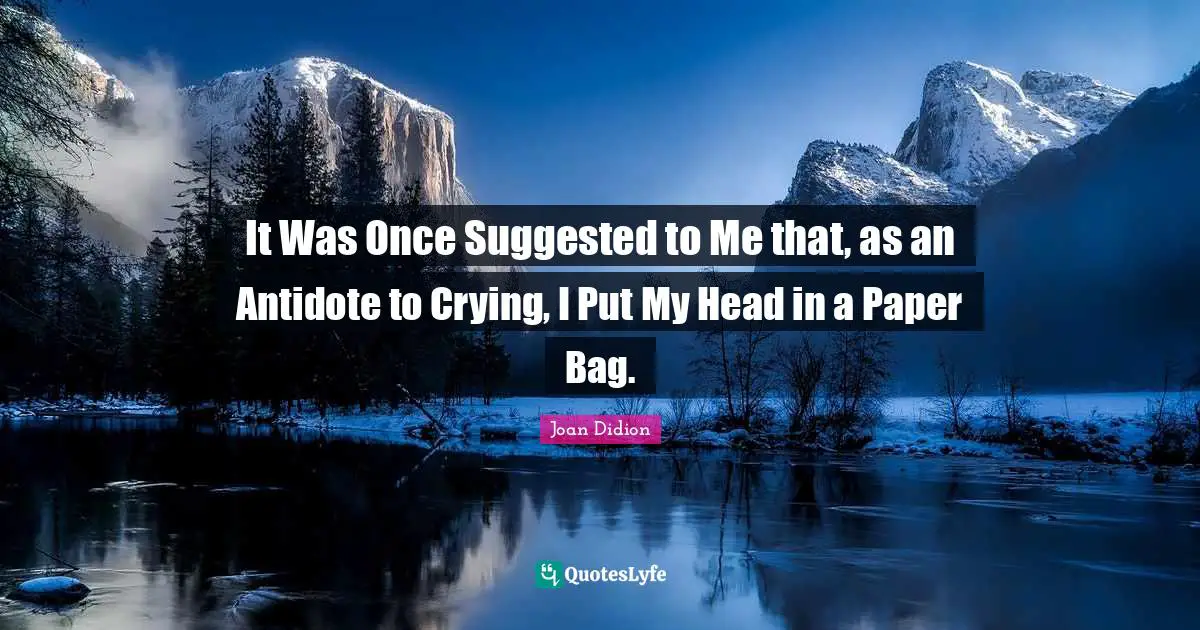 It Was Once Suggested to Me that, as an Antidote to Crying, I Put My Head in a Paper Bag.