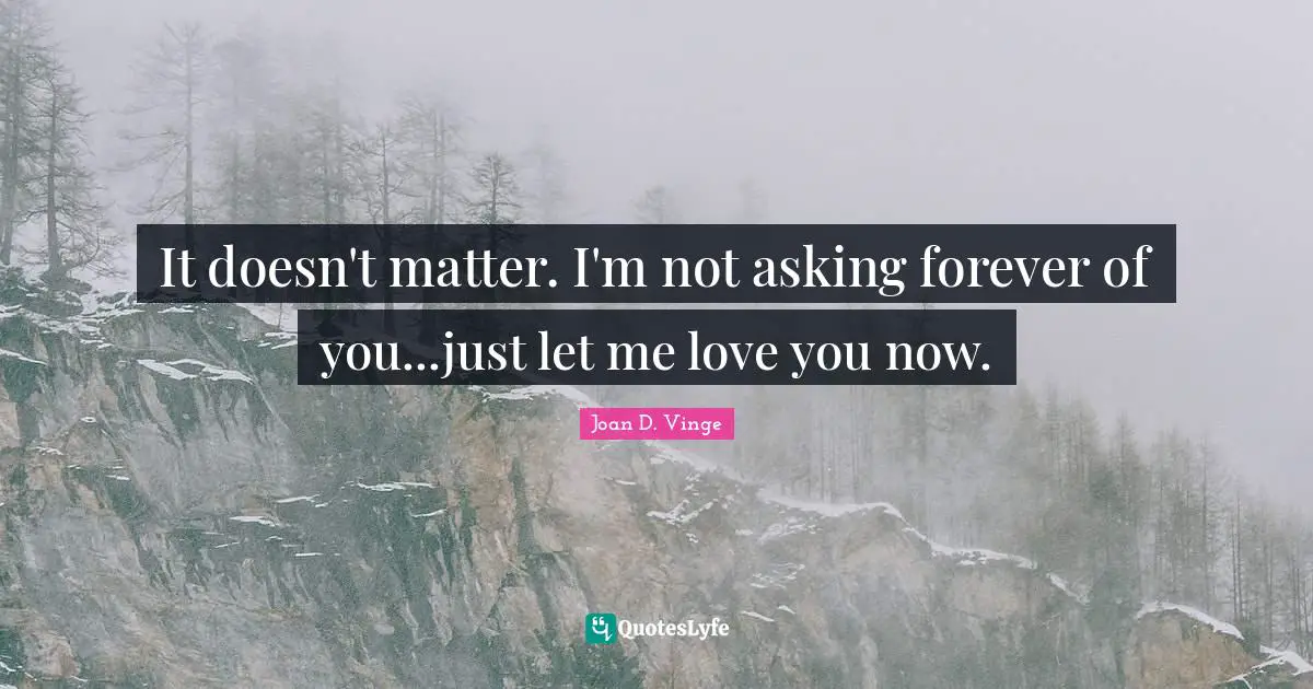 It doesn't matter. I'm not asking forever of you...just let me love you now.