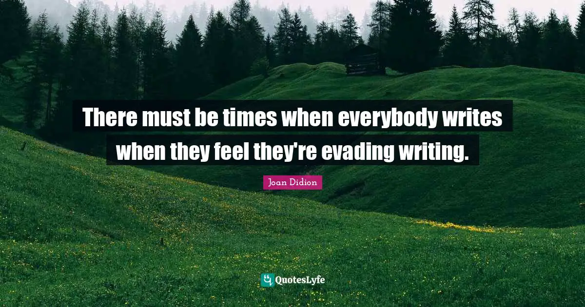 There must be times when everybody writes when they feel they're evading writing.