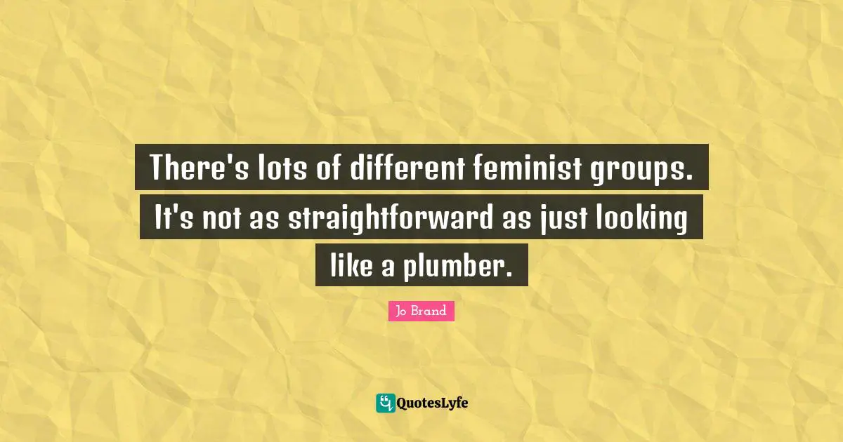 Plumber Quotes: "There's lots of different feminist groups. It's not as straightforward as just looking like a plumber."