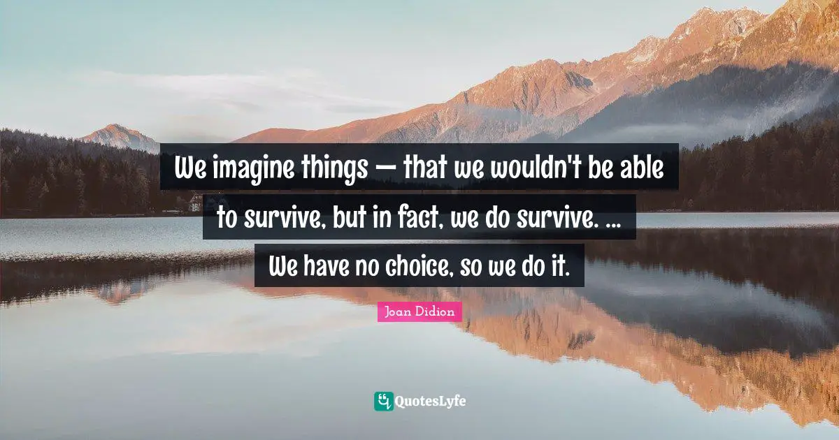 We imagine things — that we wouldn't be able to survive, but in fact, we do survive. ... We have no choice, so we do it.