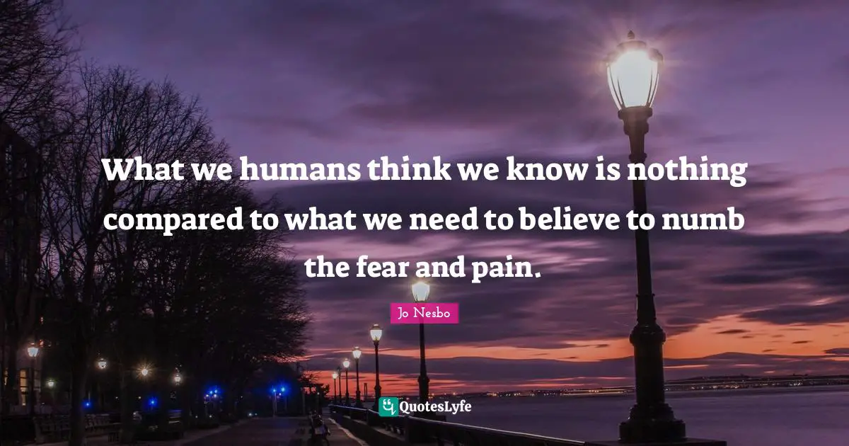 What we humans think we know is nothing compared to what we need to believe to numb the fear and pain.