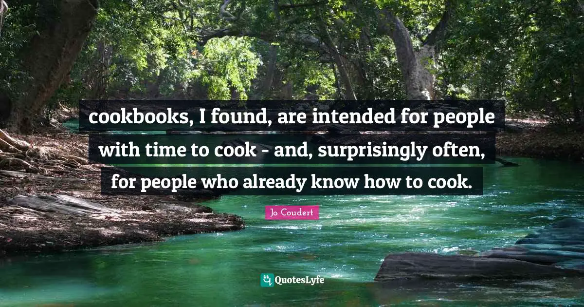 cookbooks, I found, are intended for people with time to cook - and, surprisingly often, for people who already know how to cook.