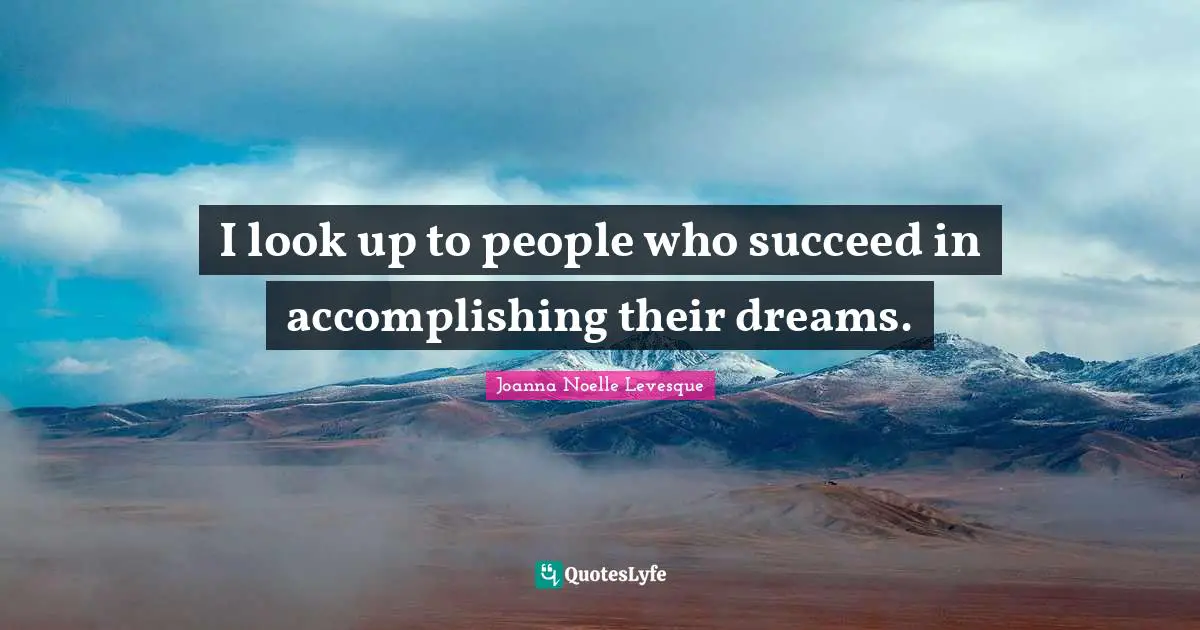 I look up to people who succeed in accomplishing their dreams.