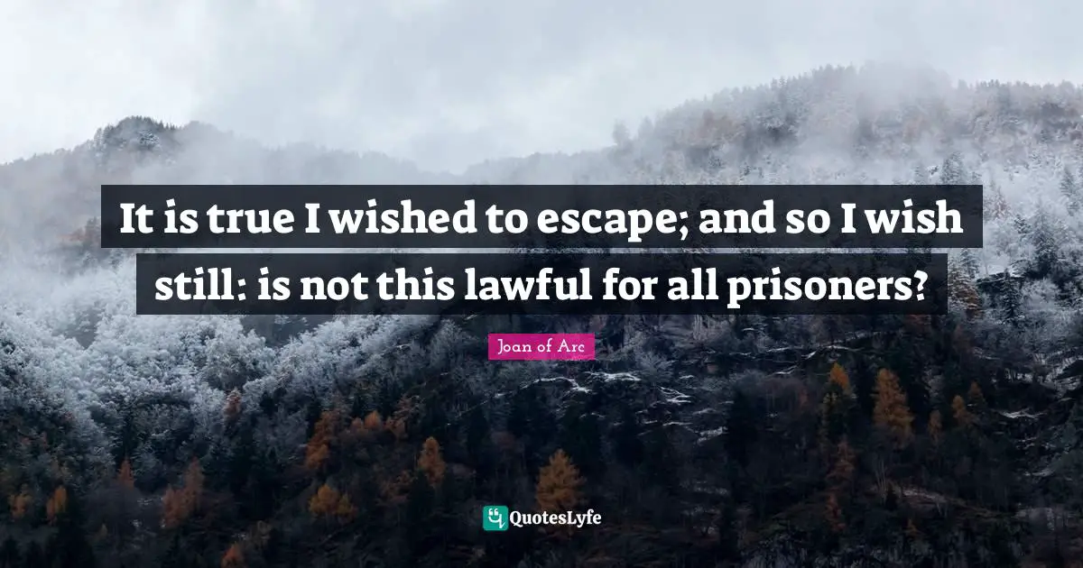 It is true I wished to escape; and so I wish still: is not this lawful for all prisoners?