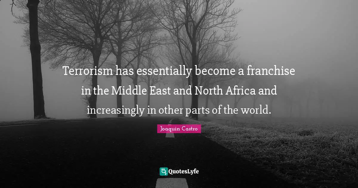 Terrorism has essentially become a franchise in the Middle East and North Africa and increasingly in other parts of the world.
