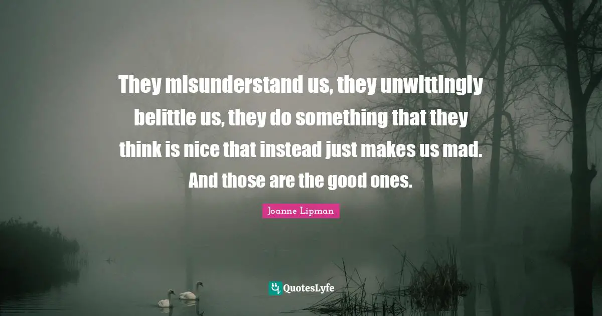 They misunderstand us, they unwittingly belittle us, they do something that they think is nice that instead just makes us mad. And those are the good ones.