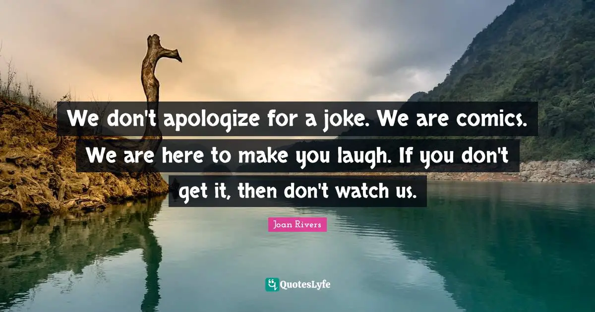We don't apologize for a joke. We are comics. We are here to make you laugh. If you don't get it, then don't watch us.