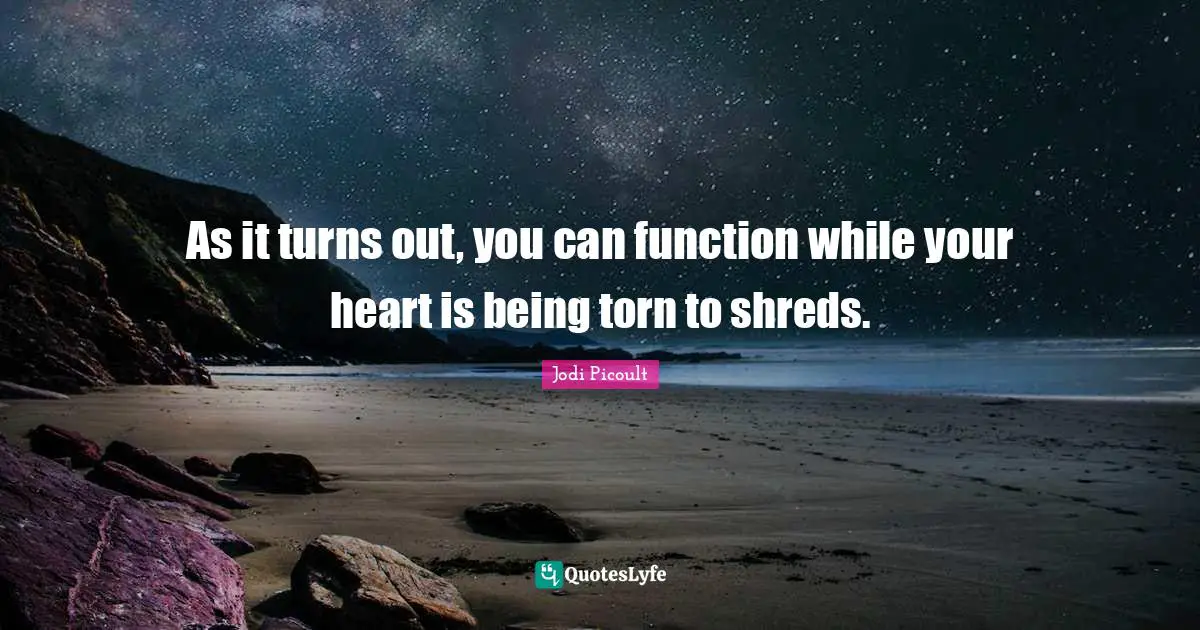 As it turns out, you can function while your heart is being torn to shreds.