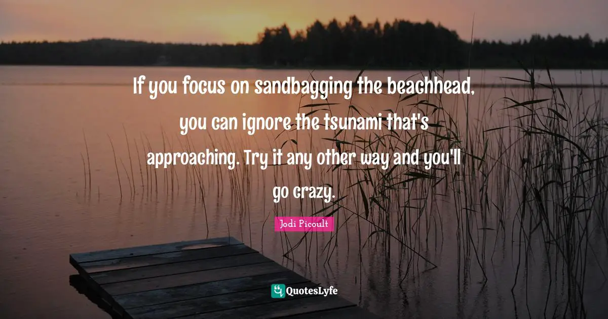 If you focus on sandbagging the beachhead, you can ignore the tsunami that's approaching. Try it any other way and you'll go crazy.