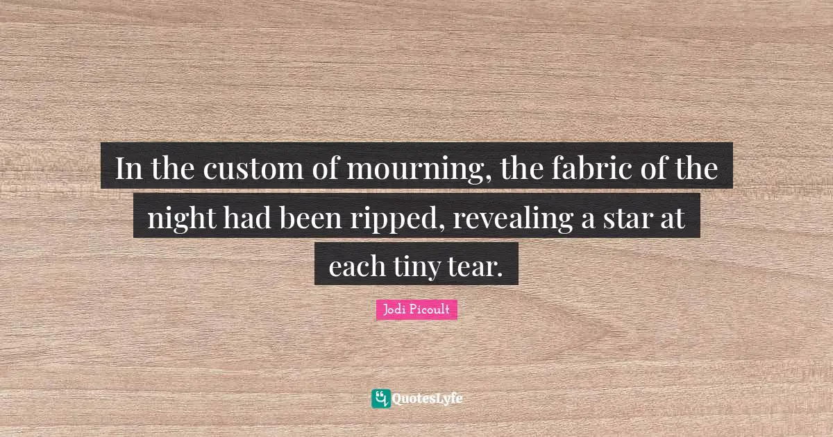 In the custom of mourning, the fabric of the night had been ripped, revealing a star at each tiny tear.