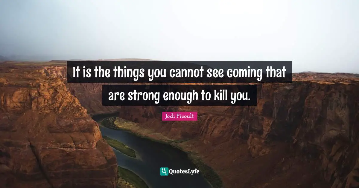 It is the things you cannot see coming that are strong enough to kill you.