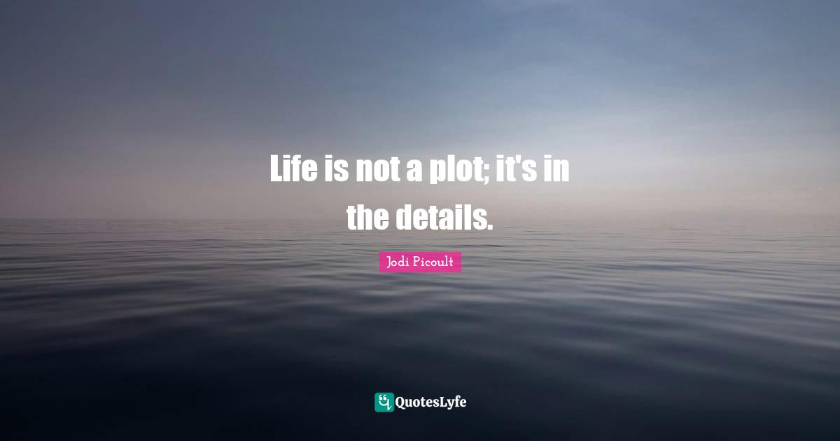 Life is not a plot; it's in the details.
