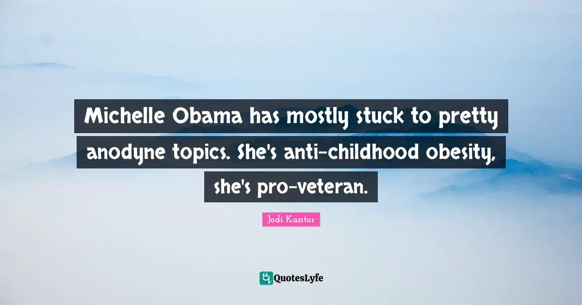 Michelle Obama has mostly stuck to pretty anodyne topics. She's anti-childhood obesity, she's pro-veteran.