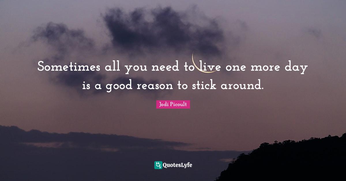 Sometimes all you need to live one more day is a good reason to stick around.