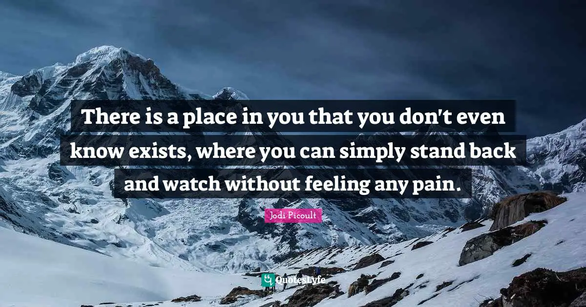 There is a place in you that you don't even know exists, where you can simply stand back and watch without feeling any pain.