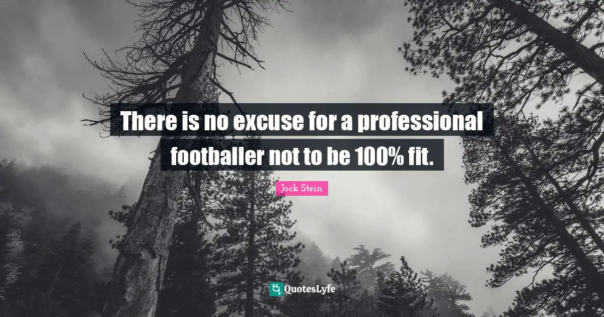 Excuses Quotes: "There is no excuse for a professional footballer not to be 100% fit."