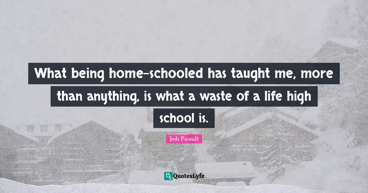 What being home-schooled has taught me, more than anything, is what a waste of a life high school is.