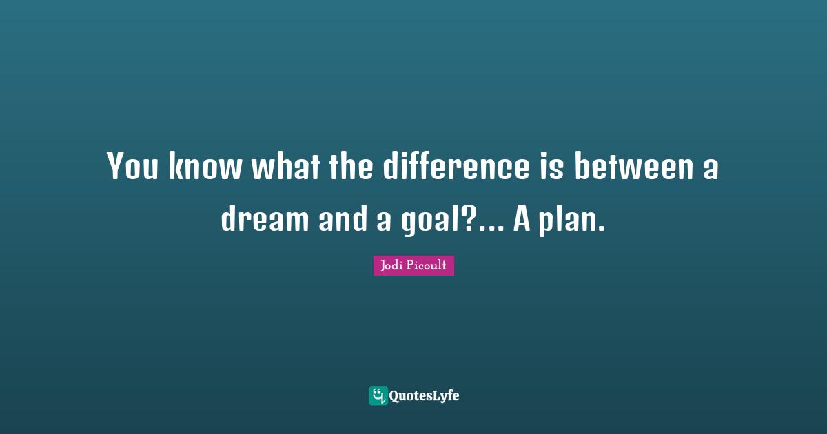 You know what the difference is between a dream and a goal?... A plan.