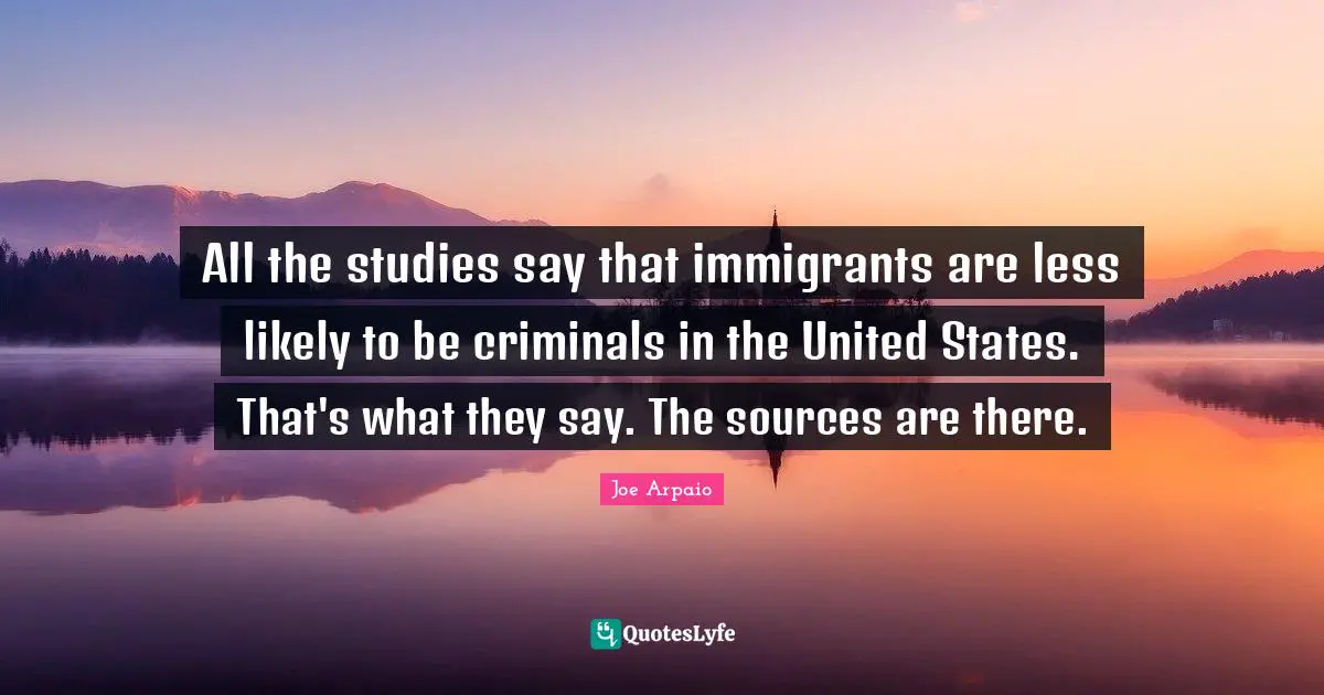 All the studies say that immigrants are less likely to be criminals in the United States. That's what they say. The sources are there.