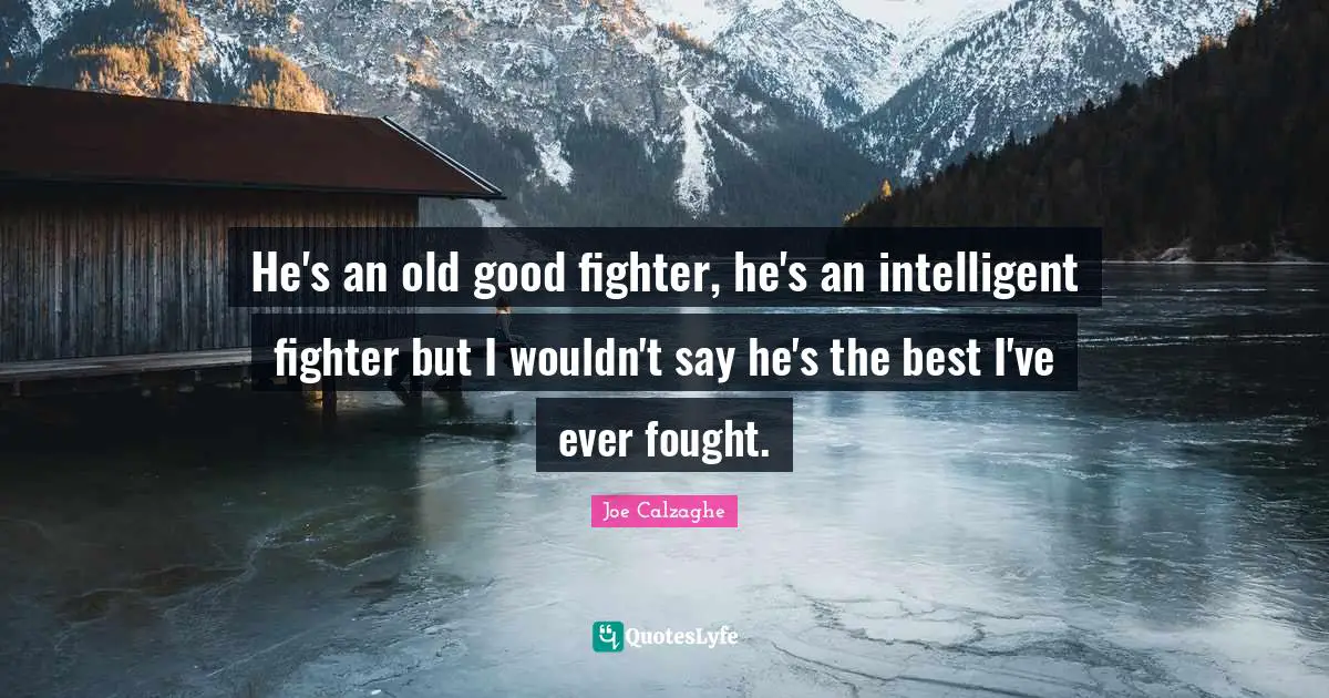 He's an old good fighter, he's an intelligent fighter but I wouldn't say he's the best I've ever fought.