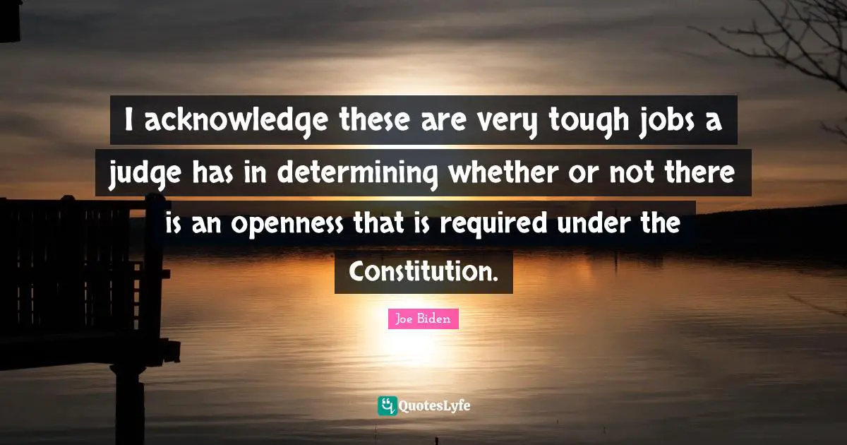 I acknowledge these are very tough jobs a judge has in determining whether or not there is an openness that is required under the Constitution.