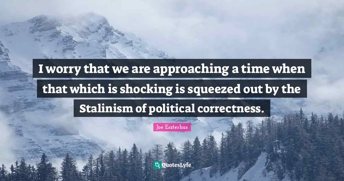 I worry that we are approaching a time when that which is shocking is squeezed out by the Stalinism of political correctness.