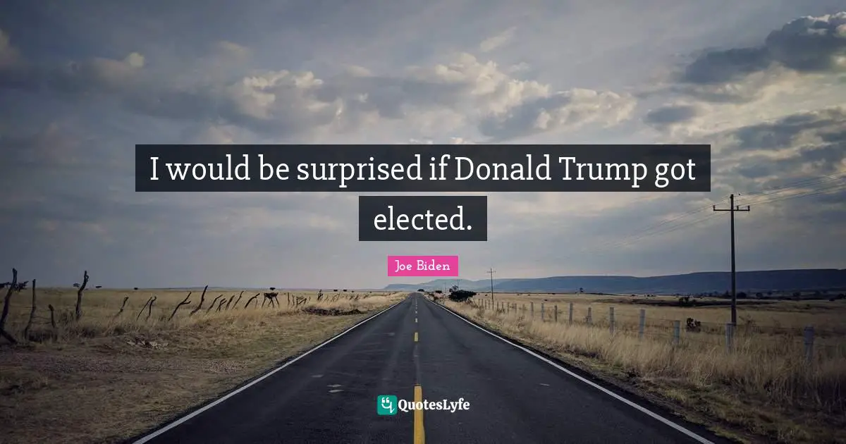 I would be surprised if Donald Trump got elected.