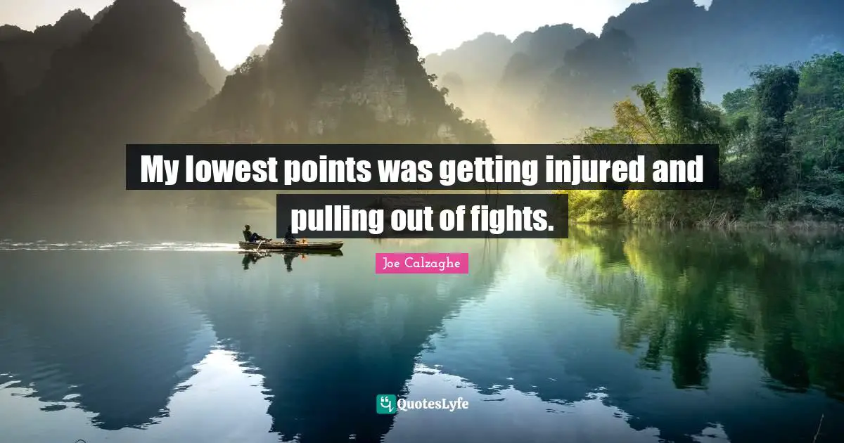 My lowest points was getting injured and pulling out of fights.