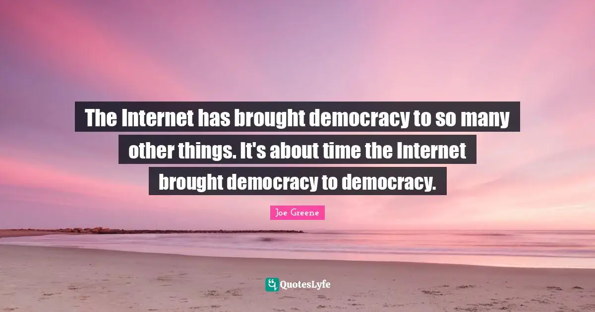 Joe Greene Quotes: "The Internet has brought democracy to so many other things. It's about time the Internet brought democracy to democracy."