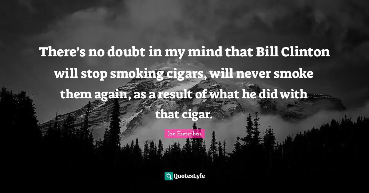There's no doubt in my mind that Bill Clinton will stop smoking cigars, will never smoke them again, as a result of what he did with that cigar.