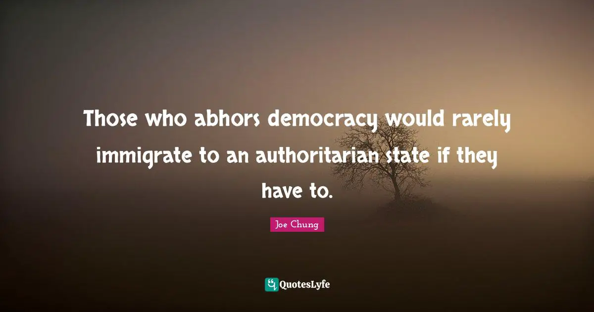 Those who abhors democracy would rarely immigrate to an authoritarian state if they have to.