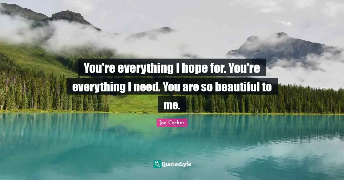 You're everything I hope for. You're everything I need. You are so beautiful to me.