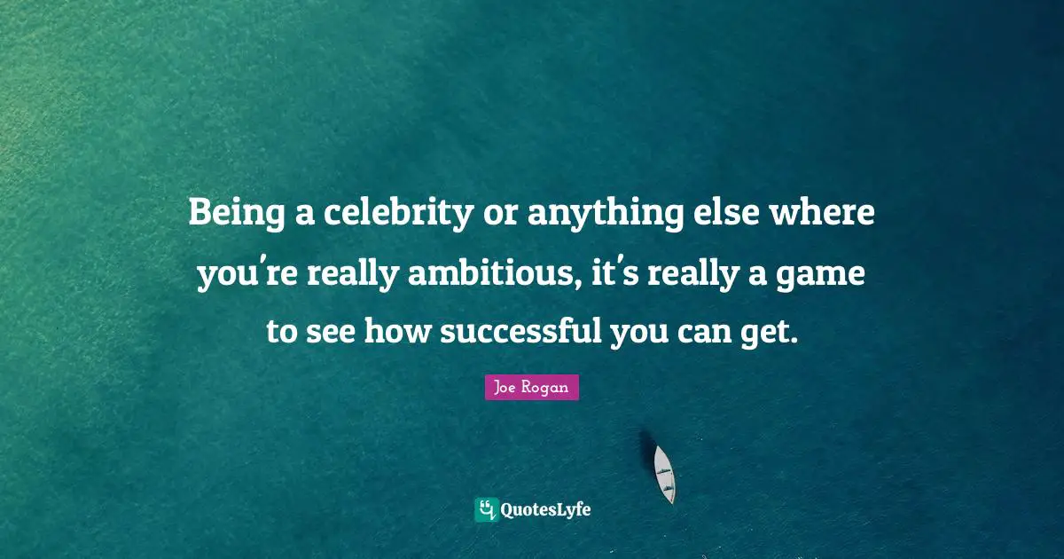 Being a celebrity or anything else where you're really ambitious, it's really a game to see how successful you can get.