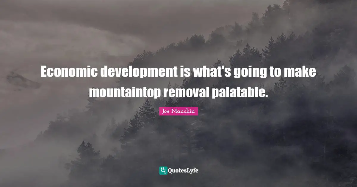 Economic development is what's going to make mountaintop removal palatable.