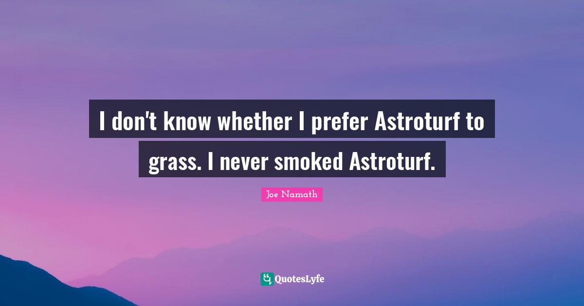 I don't know whether I prefer Astroturf to grass. I never smoked Astroturf.