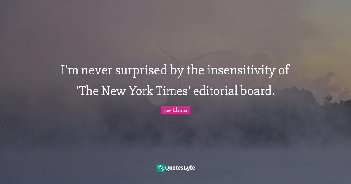 Boards Quotes: "I'm never surprised by the insensitivity of 'The New York Times' editorial board."