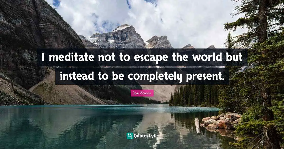 I meditate not to escape the world but instead to be completely present.