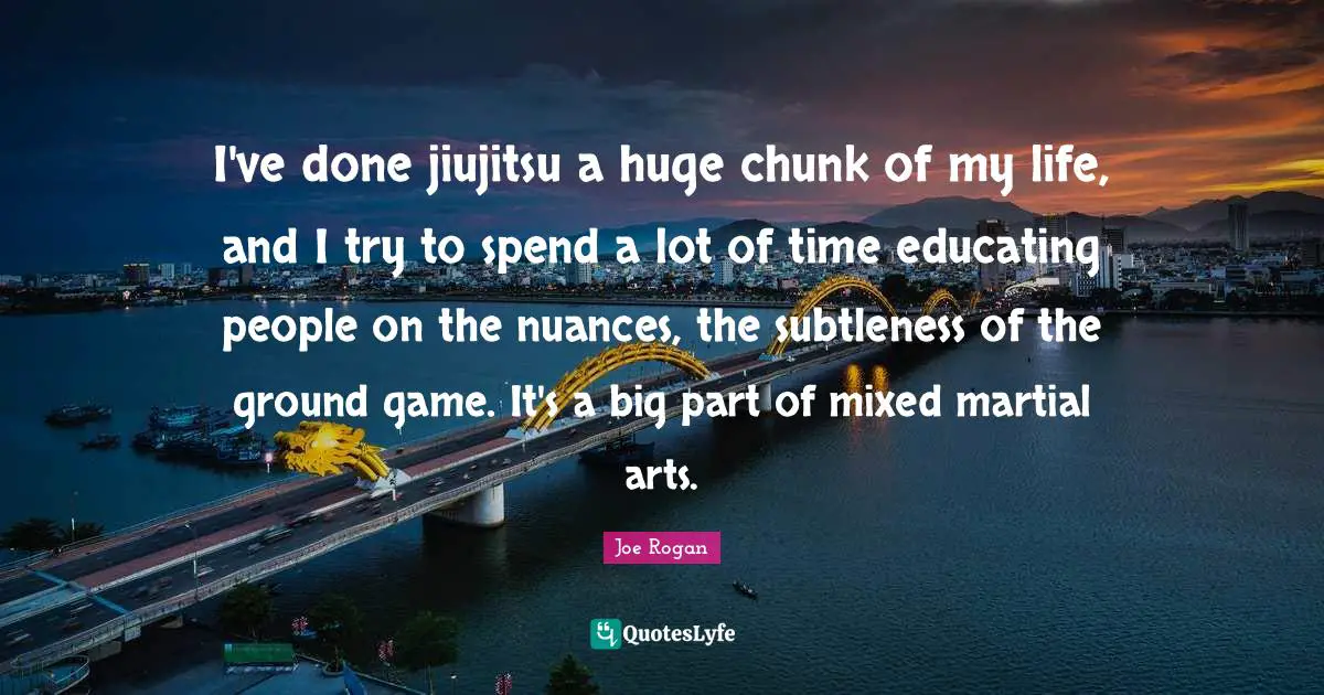I've done jiujitsu a huge chunk of my life, and I try to spend a lot of time educating people on the nuances, the subtleness of the ground game. It's a big part of mixed martial arts.